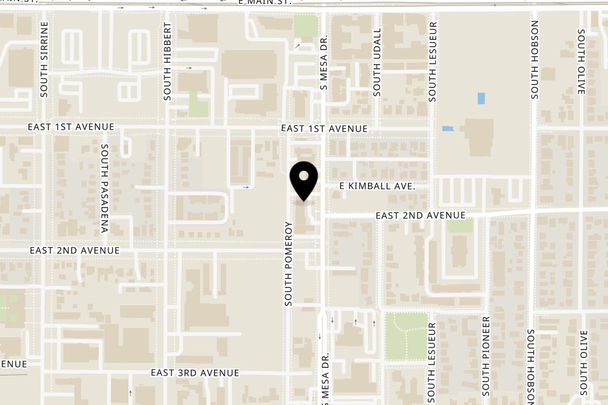 Map showing the location of Paco's Tacos & Sip Mesa on 144 S Mesa Dr Ste G in Mesa